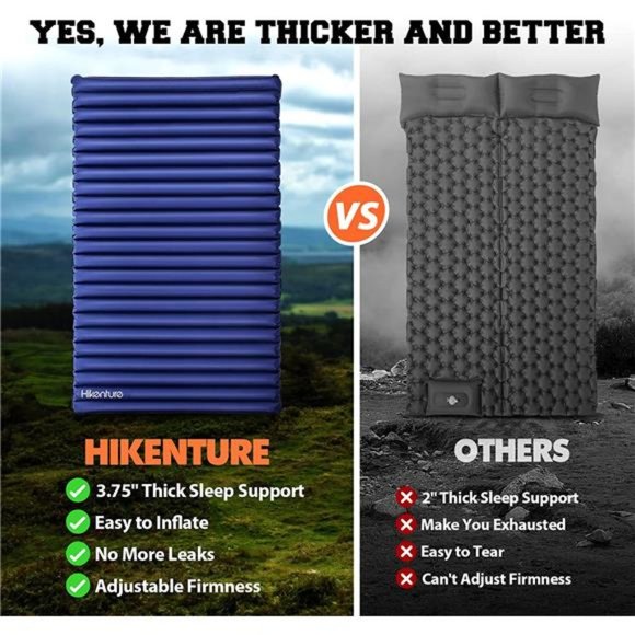 Double Sleeping Pad,Extra Thick 3.75in Camping Mattress 2 Person,Queen Size - Picture 6 of 6